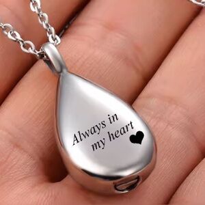 Silver Teardrop Pendant Necklace pet urn